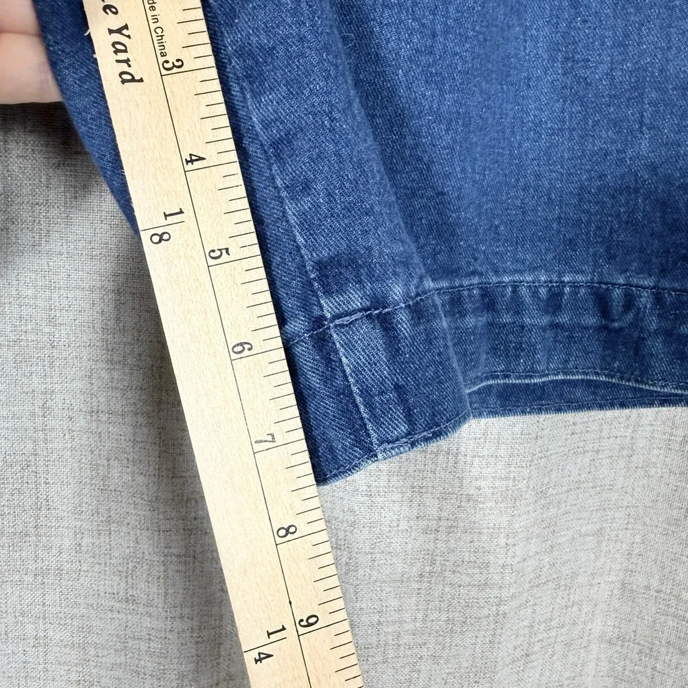 Dockers Denim Shorts Jorts Mens 34 Blue Pleated Baggy Elastic Waist Vintage